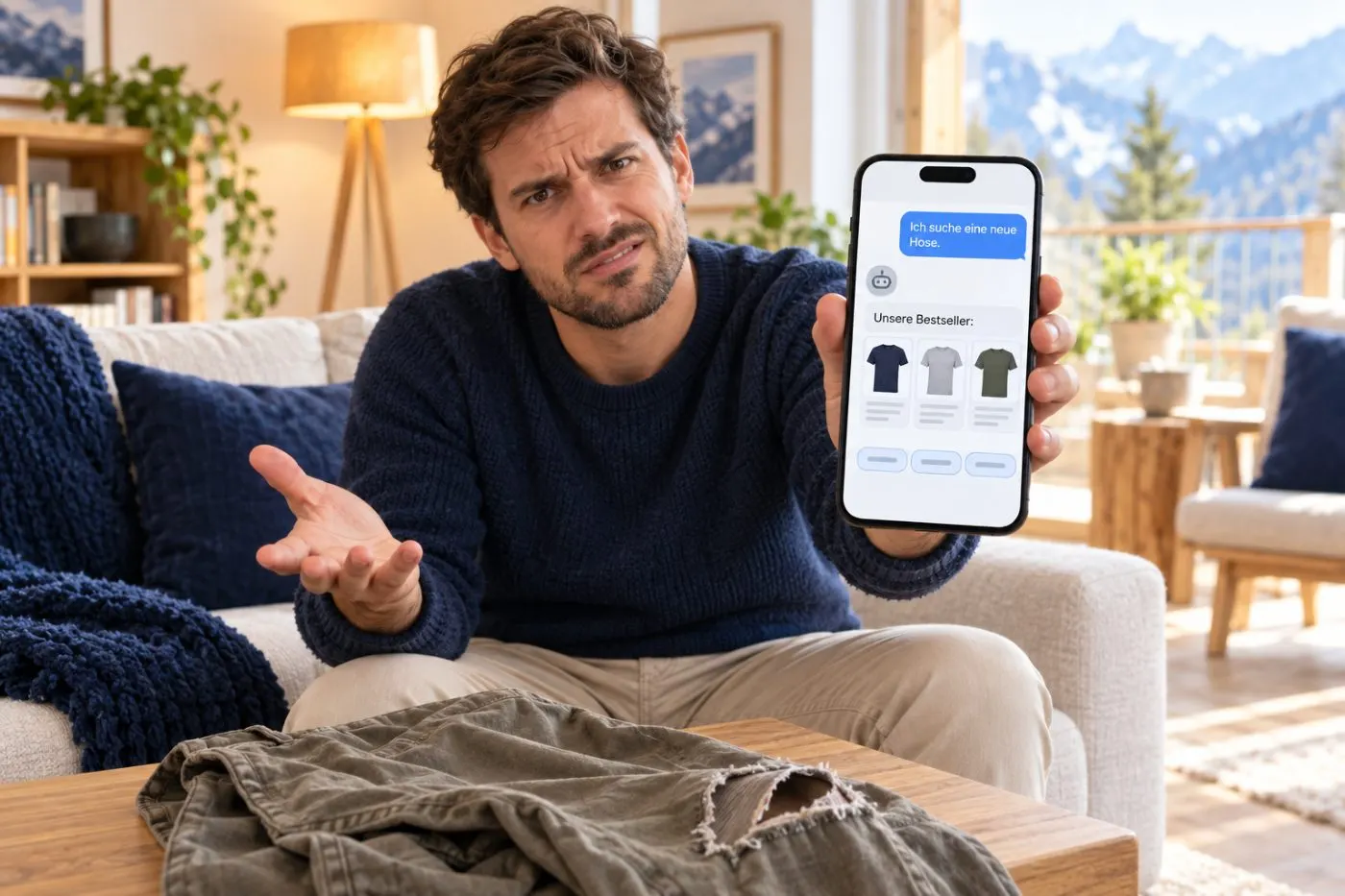Ratloser Kunde: Der Chatbot schlägt T-Shirts statt Hosen vor