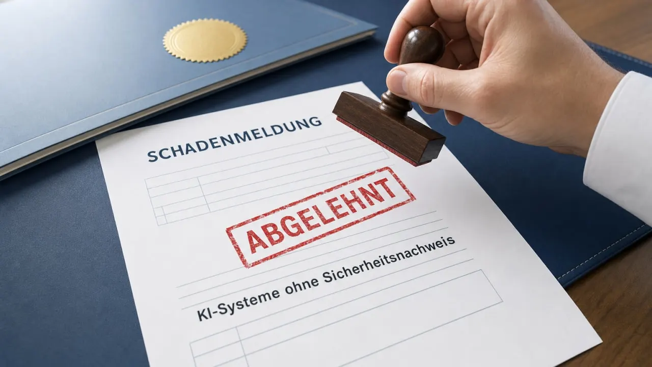 Abgelehnte Schadenmeldung mit dem Vermerk KI-Systeme ohne Sicherheitsnachweis